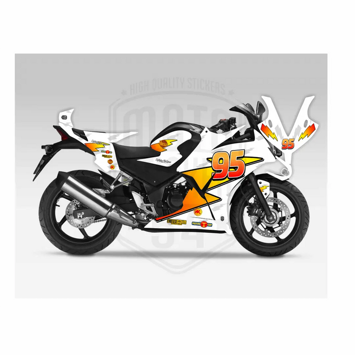 Honda CBR 250R 2014-2018 Lightening McQueen Theme Graphic Kit Bikerz Kingdom