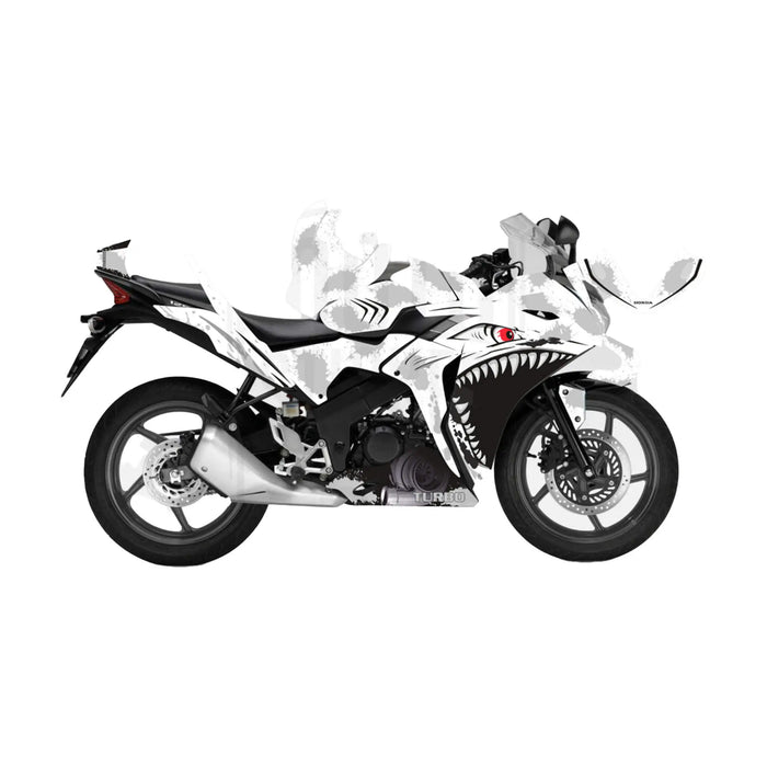 Honda CBR 125 2011-2017 Turbo Shark Theme Graphic Kit Decal Wrap Set Bikerz Kingdom