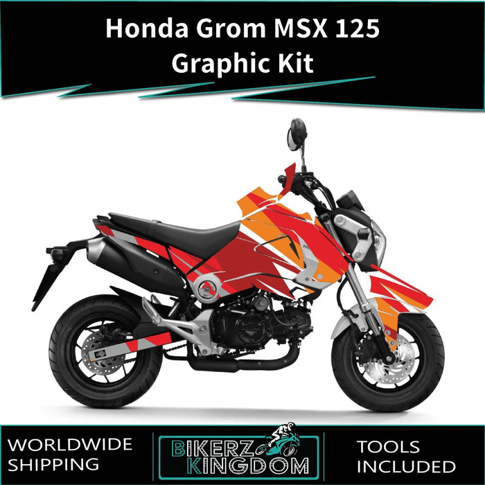 Honda Grom MSX 125 2013-2016 Graphic Kit Orange Theme Decal Wrap Bikerz Kingdom