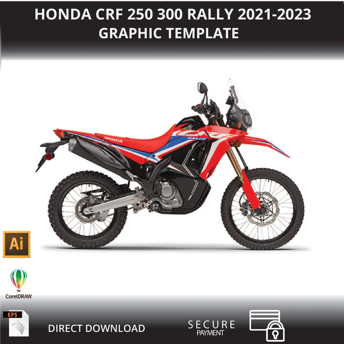 HONDA CRF 250 300 RALLY 2021-2023 Motorcycle 1:1 Vector Graphic Template Bikerz Kingdom