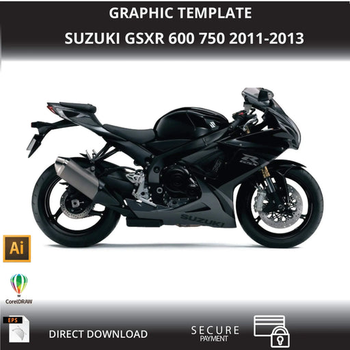 SUZUKI GSXR 600 750 2011-2013 Motorcycle 1:1 Vector Graphic Template Bikerz Kingdom