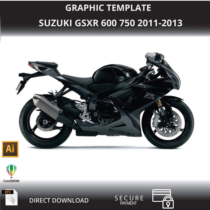 SUZUKI GSXR 600 750 2011-2013 Motorcycle 1:1 Vector Graphic Template Bikerz Kingdom