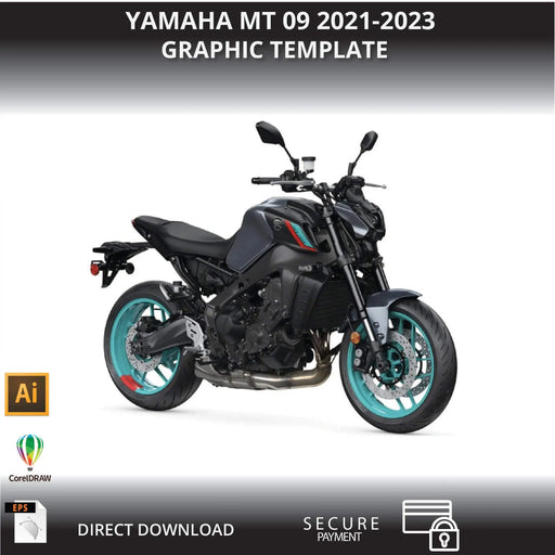 YAMAHA MT 09 2021-2023 Motorcycle 1:1 Vector Graphic Template Bikerz Kingdom