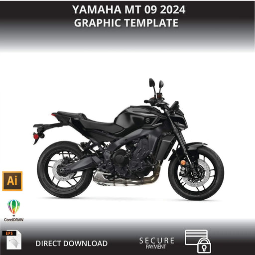 YAMAHA MT09 2024 Motorcycle 1:1 Vector Graphic Template Bikerz Kingdom