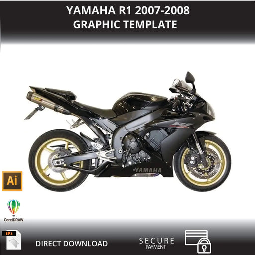 YAMAHA R1 2007-2008 Motorcycle 1:1 Vector Graphic Template Bikerz Kingdom