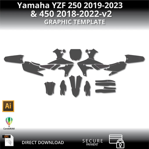 YAMAHA YZF 250 2019-2023 & 450 2018-2022 1:1 Vector Graphic Template Bikerz Kingdom