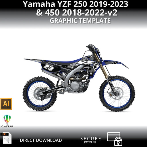 YAMAHA YZF 250 2019-2023 & 450 2018-2022 1:1 Vector Graphic Template Bikerz Kingdom