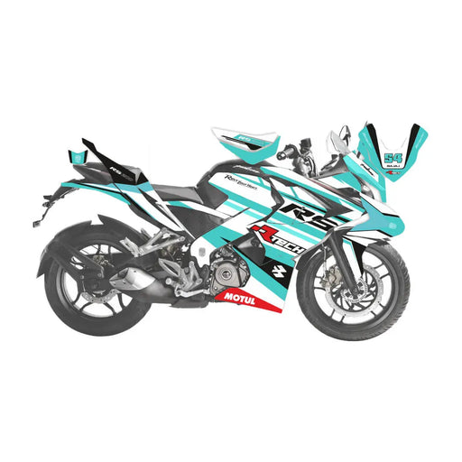 Bajaj Pulsar RS200 Rtech Turqoise Theme Graphic Kit Decal Wrap Set Bikerz Kingdom