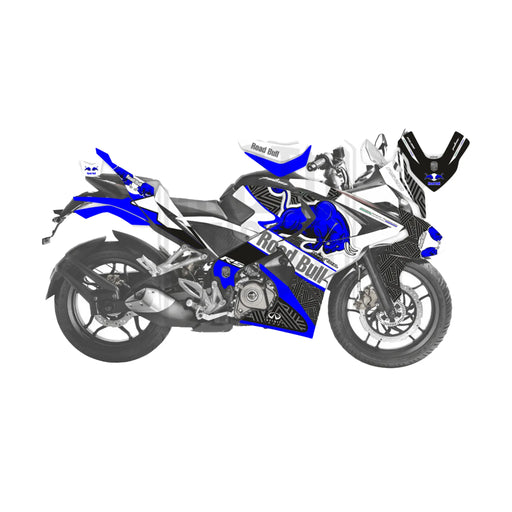 Bajaj Pulsar RS200 Road Bull Blue Theme Graphic Kit Bikerz Kingdom