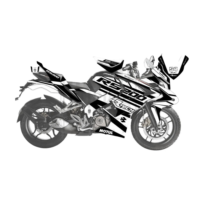 Bajaj Pulsar RS200 Rtech Turqoise Theme Graphic Kit Decal Wrap Set Bikerz Kingdom