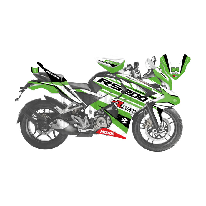 Bajaj Pulsar RS200 Rtech Turqoise Theme Graphic Kit Decal Wrap Set Bikerz Kingdom