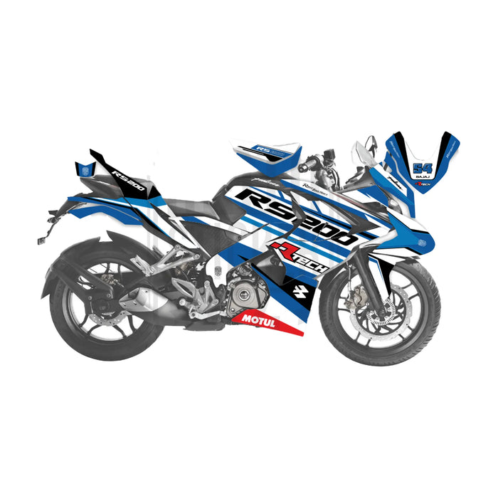 Bajaj Pulsar RS200 Rtech Turqoise Theme Graphic Kit Decal Wrap Set Bikerz Kingdom