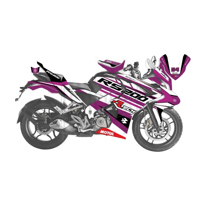 Bajaj Pulsar RS200 Rtech Turqoise Theme Graphic Kit Decal Wrap Set Bikerz Kingdom