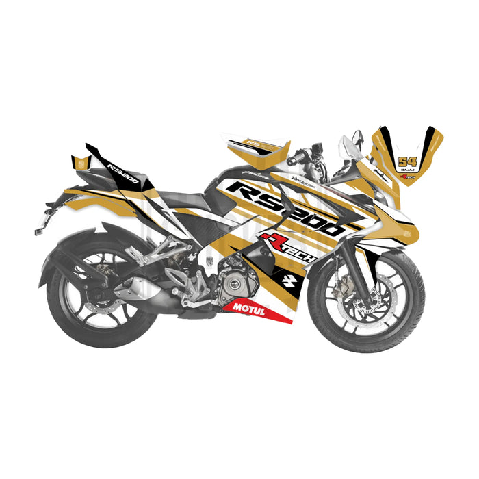 Bajaj Pulsar RS200 Rtech Turqoise Theme Graphic Kit Decal Wrap Set Bikerz Kingdom