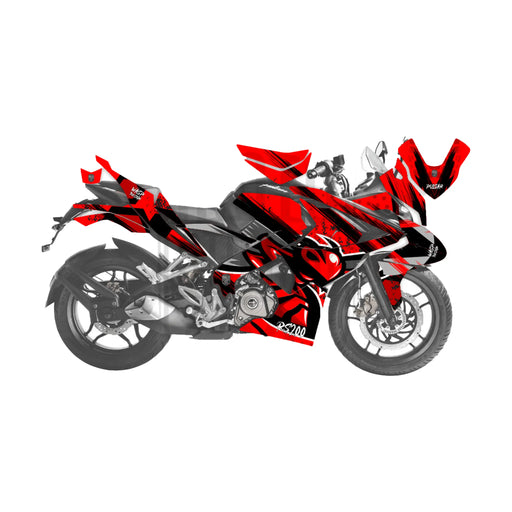 Bajaj Pulsar RS200 Grey Wasp Theme Graphic Kit Decal Wrap Set Bikerz Kingdom