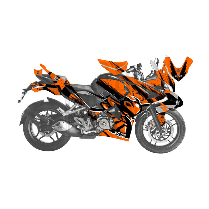 Bajaj Pulsar RS200 Grey Wasp Theme Graphic Kit Decal Wrap Set Bikerz Kingdom