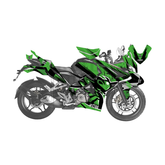 Bajaj Pulsar RS200 Grey Wasp Theme Graphic Kit Decal Wrap Set Bikerz Kingdom