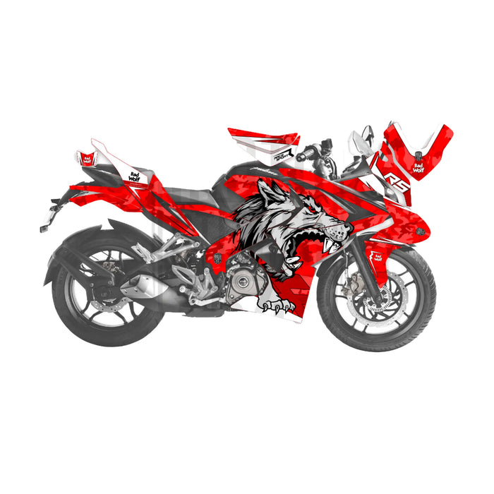 Bajaj Pulsar RS200 Bad Wolf Theme Graphic Kit Decal Wrap Set Bikerz Kingdom