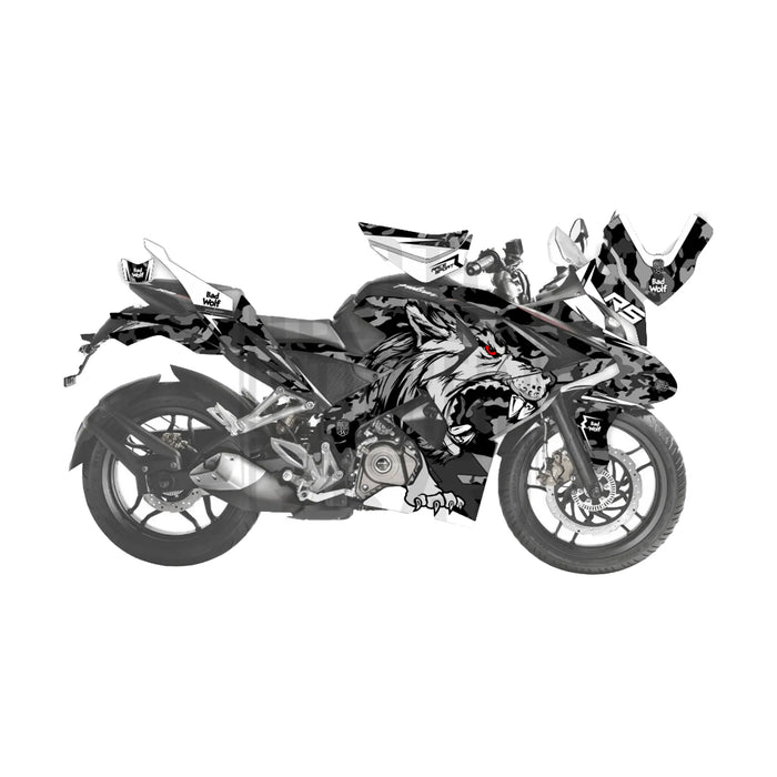 Bajaj Pulsar RS200 Bad Wolf Theme Graphic Kit Decal Wrap Set Bikerz Kingdom