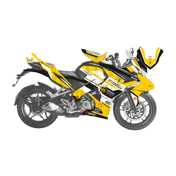 Bajaj Pulsar RS200 Ferrari Graphic Kit Decal Wrap Sticker Set Bikerz Kingdom