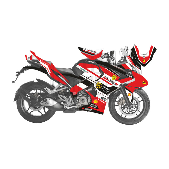 Bajaj Pulsar RS200 Ferrari Graphic Kit Decal Wrap Sticker Set Bikerz Kingdom