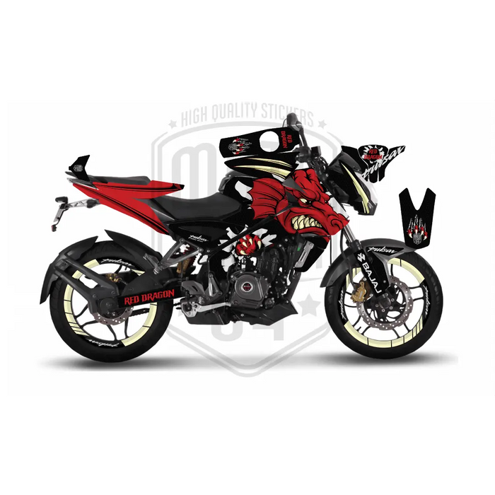 Bajaj Pulsar 2014 - 2023 NS200 Dragon Graphic Kit Decal Wrap Set with Rim Stickers Bikerz Kingdom