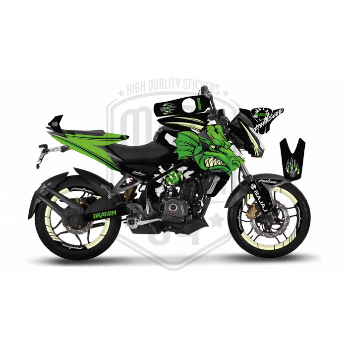 Bajaj Pulsar 2014 - 2023 NS200 Dragon Graphic Kit Decal Wrap Set with Rim Stickers Bikerz Kingdom