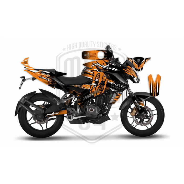 Bajaj Pulsar 2014 - 2022 NS200 Monster Energy Graphic Kit Decal Wrap Set Bikerz Kingdom