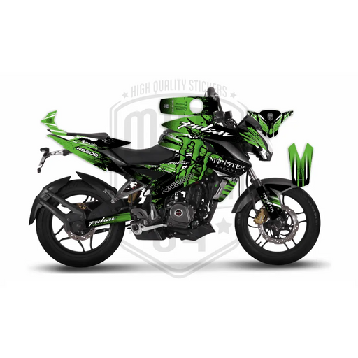 Bajaj Pulsar 2014 - 2023 NS200 Monster Energy Graphic Blue Kit Decal Wrap Set Bikerz Kingdom