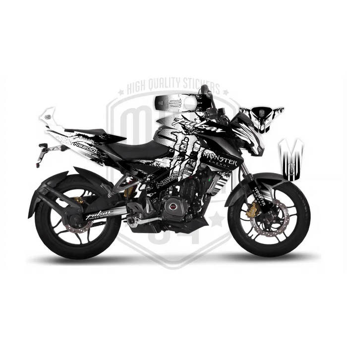 Bajaj Pulsar 2014 - 2023 NS200 Monster Energy Graphic Blue Kit Decal Wrap Set Bikerz Kingdom
