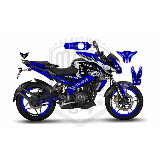 Rossi Shark Pro 46 Graphic Kit for Bajaj NS200, Custom Motorcycle Decals, Perfect Gift for Riders Bikerz Kingdom