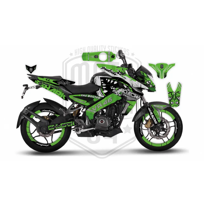 Rossi Shark Pro 46 Graphic Kit for Bajaj NS200, Custom Motorcycle Decals, Perfect Gift for Riders Bikerz Kingdom