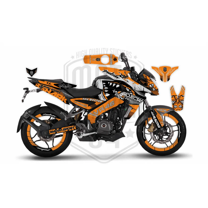 Rossi Shark Pro 46 Graphic Kit for Bajaj NS200, Custom Motorcycle Decals, Perfect Gift for Riders Bikerz Kingdom