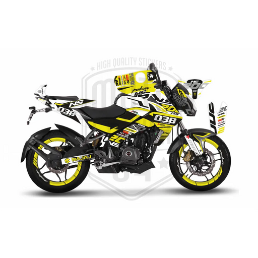 Bajaj Pulsar NS200 Flou Bright Graphic Kit with Wheel Rim Tape Bikerz Kingdom