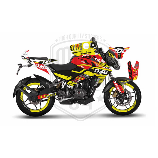 Bajaj Pulsar NS200 Flou Bright Graphic Kit with Wheel Rim Tape Bikerz Kingdom