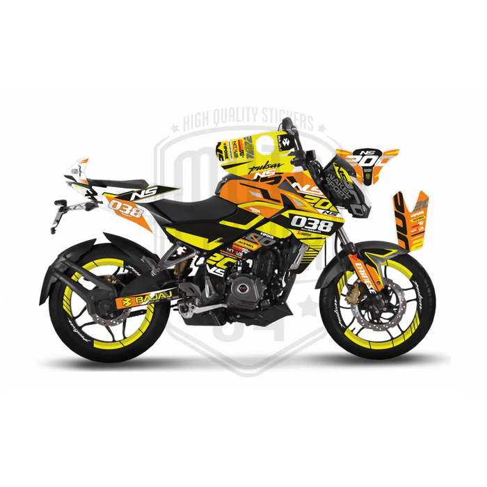 Bajaj Pulsar NS200 Flou Bright Graphic Kit with Wheel Rim Tape Bikerz Kingdom