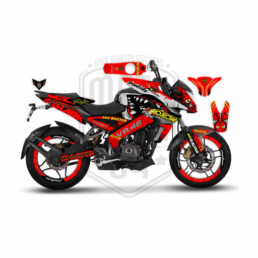 Bajaj Pulsar NS200 Rossi Shark Graphic Kit Custom Bike Wrap Bikerz Kingdom