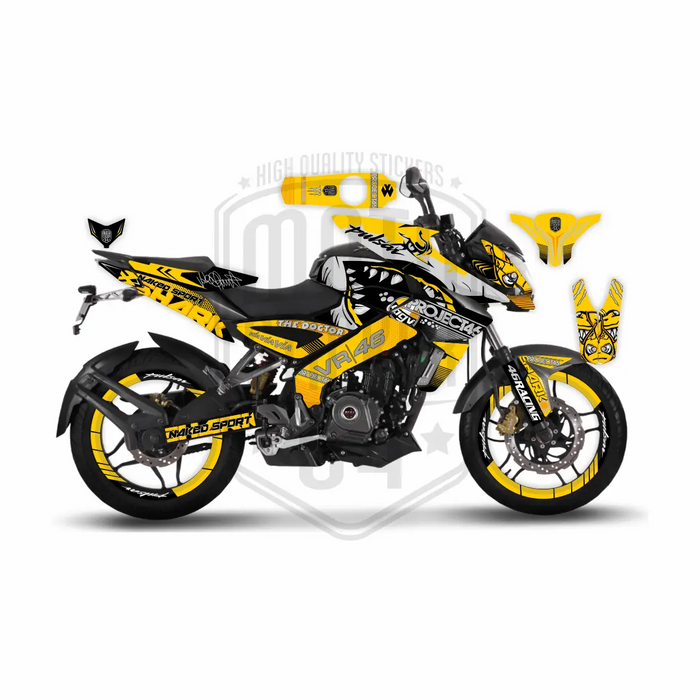 Bajaj Pulsar NS200 Rossi Shark Graphic Kit Custom Bike Wrap Bikerz Kingdom