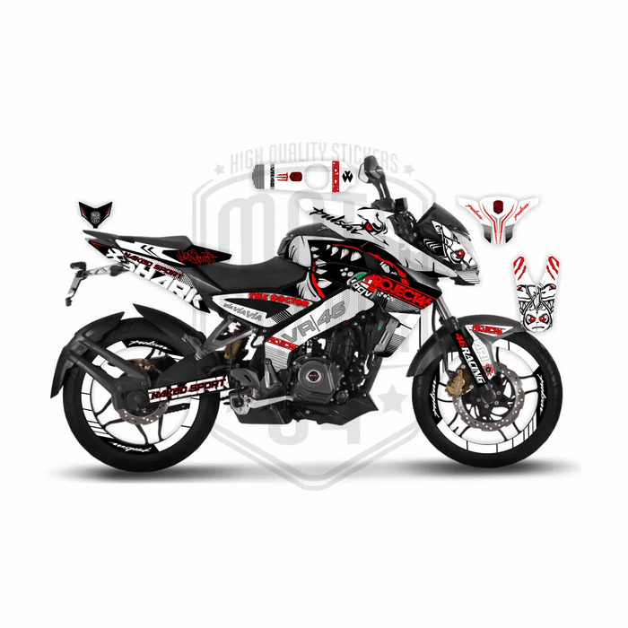 Bajaj Pulsar NS200 Rossi Shark Graphic Kit Custom Bike Wrap Bikerz Kingdom
