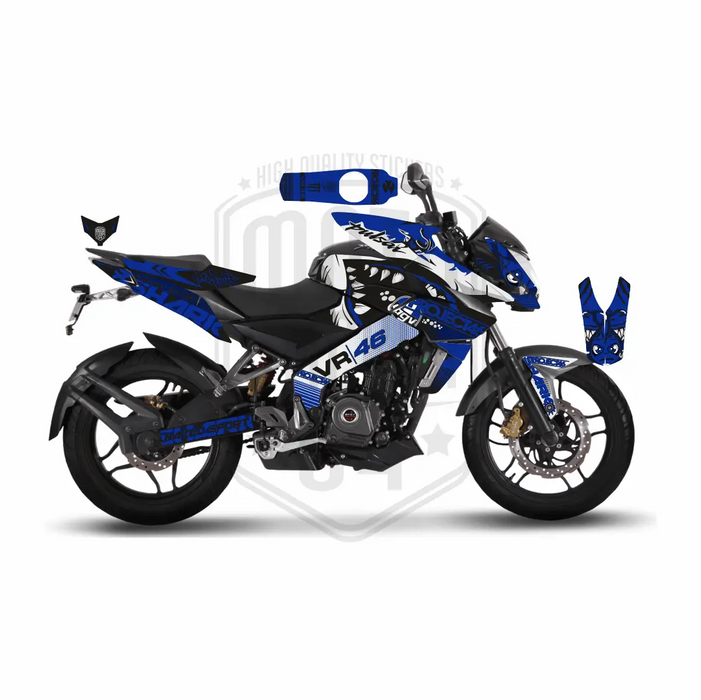 Bajaj Pulsar NS200 Rossi Shark Graphic Kit Custom Bike Wrap Bikerz Kingdom