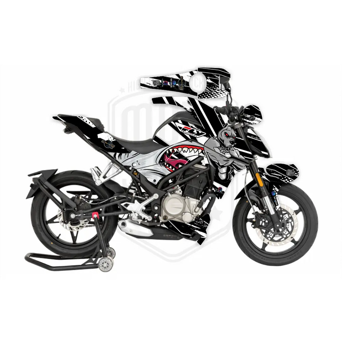 CF Moto 250NK 2017-2022 Grey Dog & Shark Design Theme Graphic Kit Bikerz Kingdom