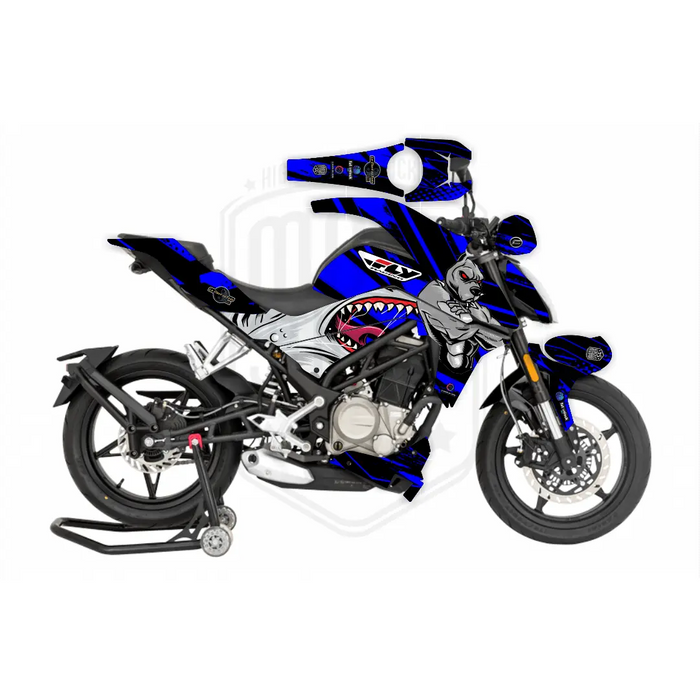 CF Moto 250NK 2017-2022 Grey Dog & Shark Design Theme Graphic Kit Bikerz Kingdom