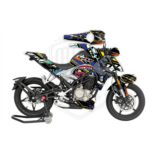 CF Moto 250NK 2017-2022 Blue Dog & Shark Design Theme Graphic Kit Bikerz Kingdom