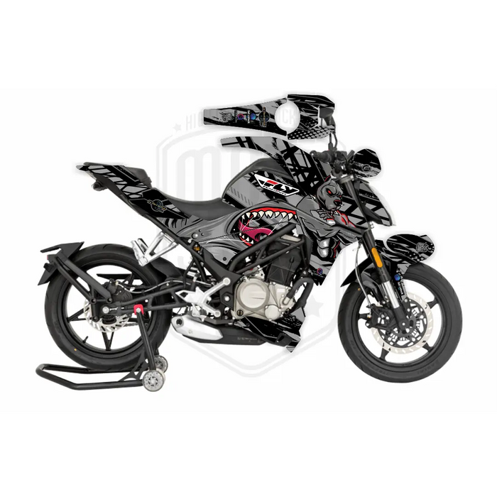 CF Moto 250NK 2017-2022 Blue Dog & Shark Design Theme Graphic Kit Bikerz Kingdom
