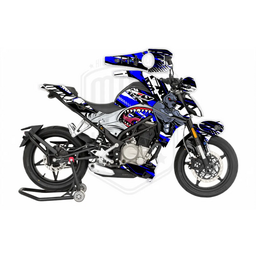 CF Moto 250NK 2017-2022 Blue Dog & Shark Design Theme Graphic Kit Bikerz Kingdom