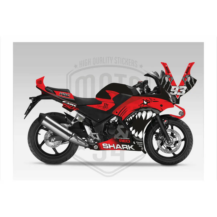 Honda CBR 250R 2014-2018 Bright Shark Design Theme Graphic Kit Bikerz Kingdom