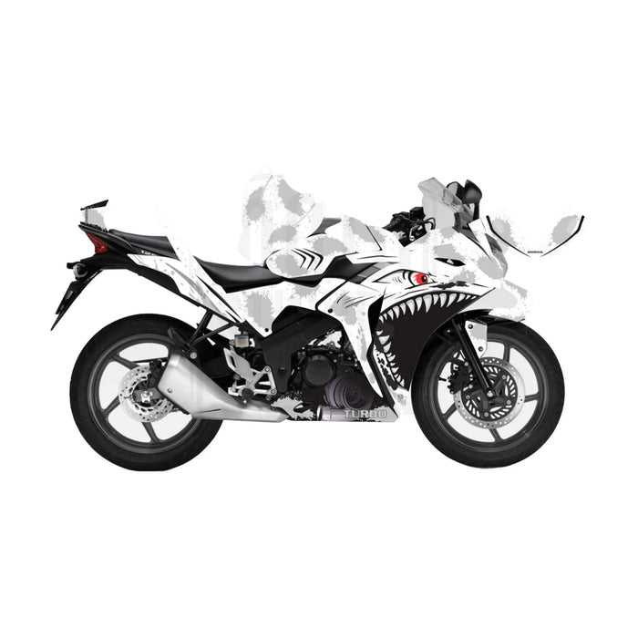 Honda CBR 125 2011-2017 Turbo Shark Theme Graphic Kit Decal Wrap Set Bikerz Kingdom