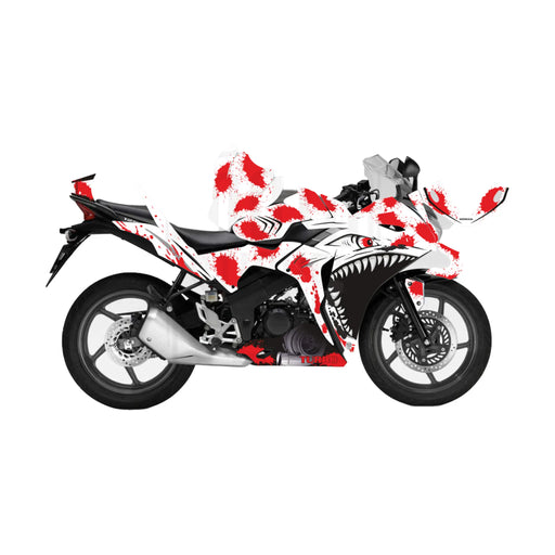 Honda CBR 125 2011-2017 Turbo Shark Theme Graphic Kit Decal Wrap Set Bikerz Kingdom