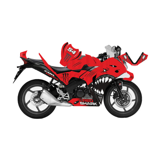 Honda CBR 125 2011-2017 Red Shark Theme Decal Wrap Bikerz Kingdom