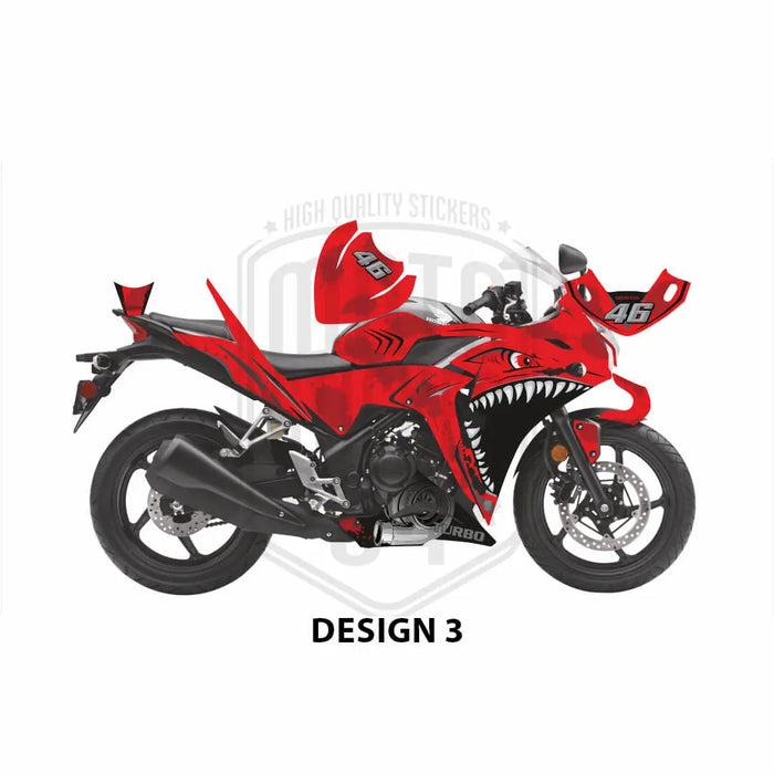 Honda CBR 250 2011-2013 Turbo Shark Theme Graphic Kit Bikerz Kingdom
